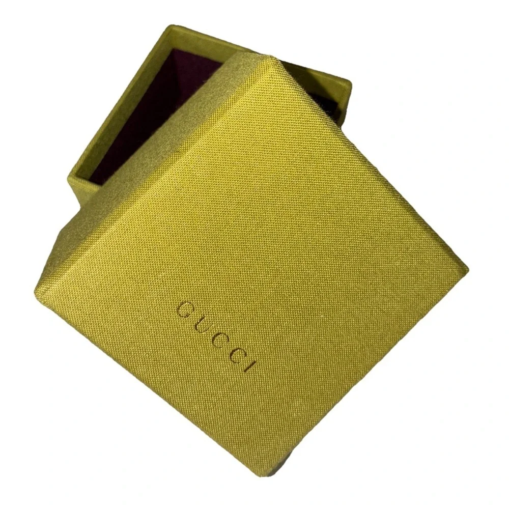 Gucci Gift Box Green Fabric Purple Interior Ring Jewelry Small 3x3x2.25